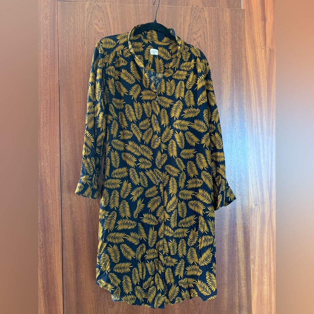 Bridge and burn button down shirt dress long sleeve tie waist size large